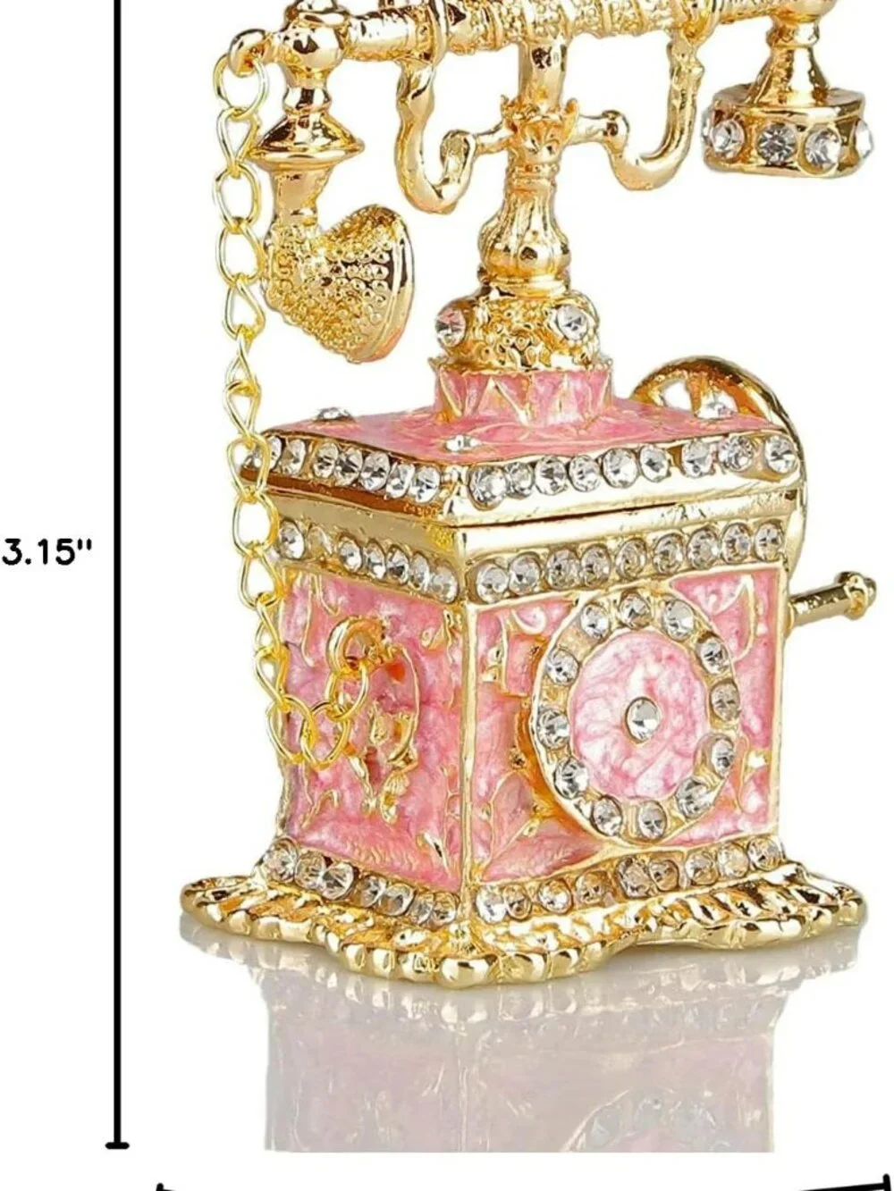 Cloisonné Telephone Figurine Jewelry Trinket Box Jewelry Hinged Beautiful Colors